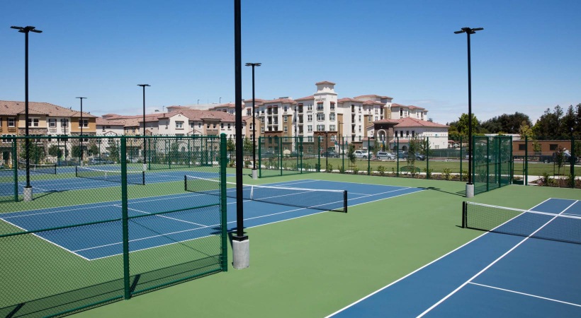 tennis court with a net